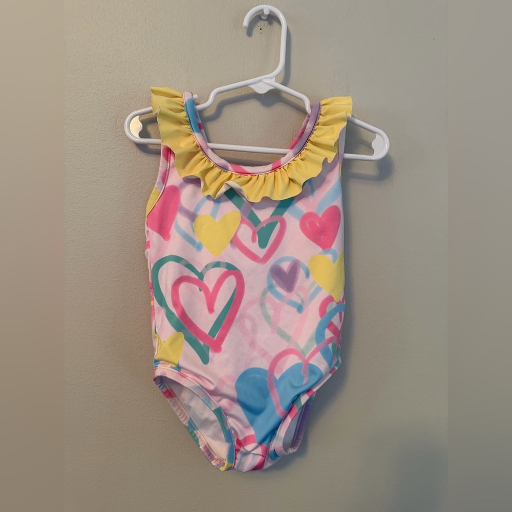 Set Athletics Colorful Heart Print Swimsuit with Ruffle